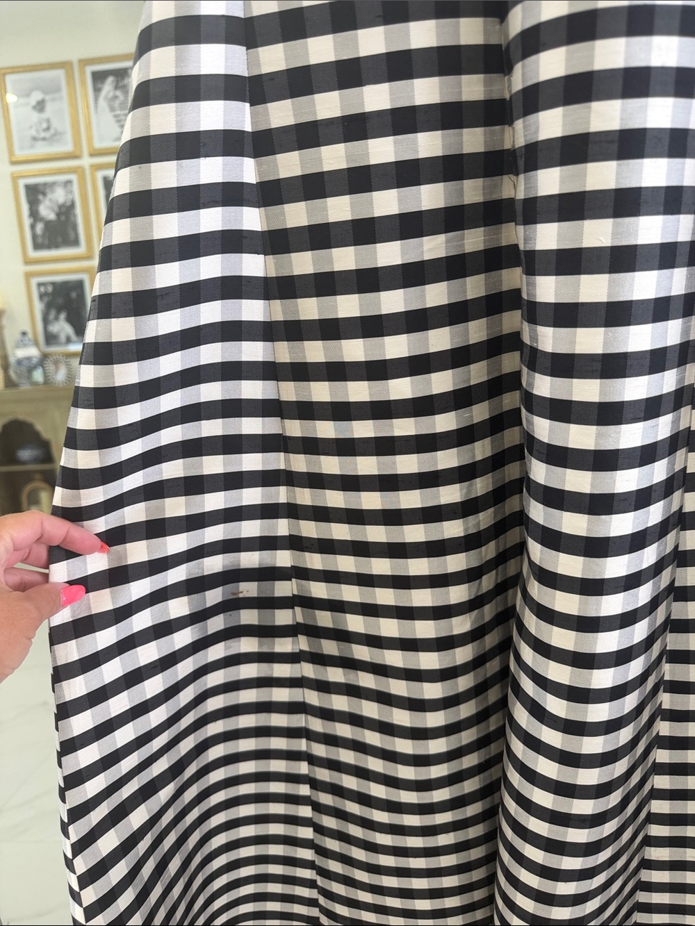 Ralph Lauren 100% Silk Black & White Gingham Strapless Formal Dress - Picture 5 of 6